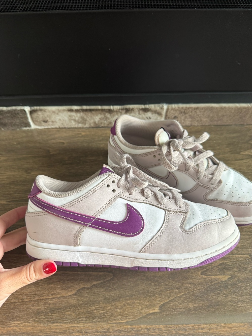 Nike Dunk Low Kids Sneaker Platinum Violet Leather US 3Y FB9109-102